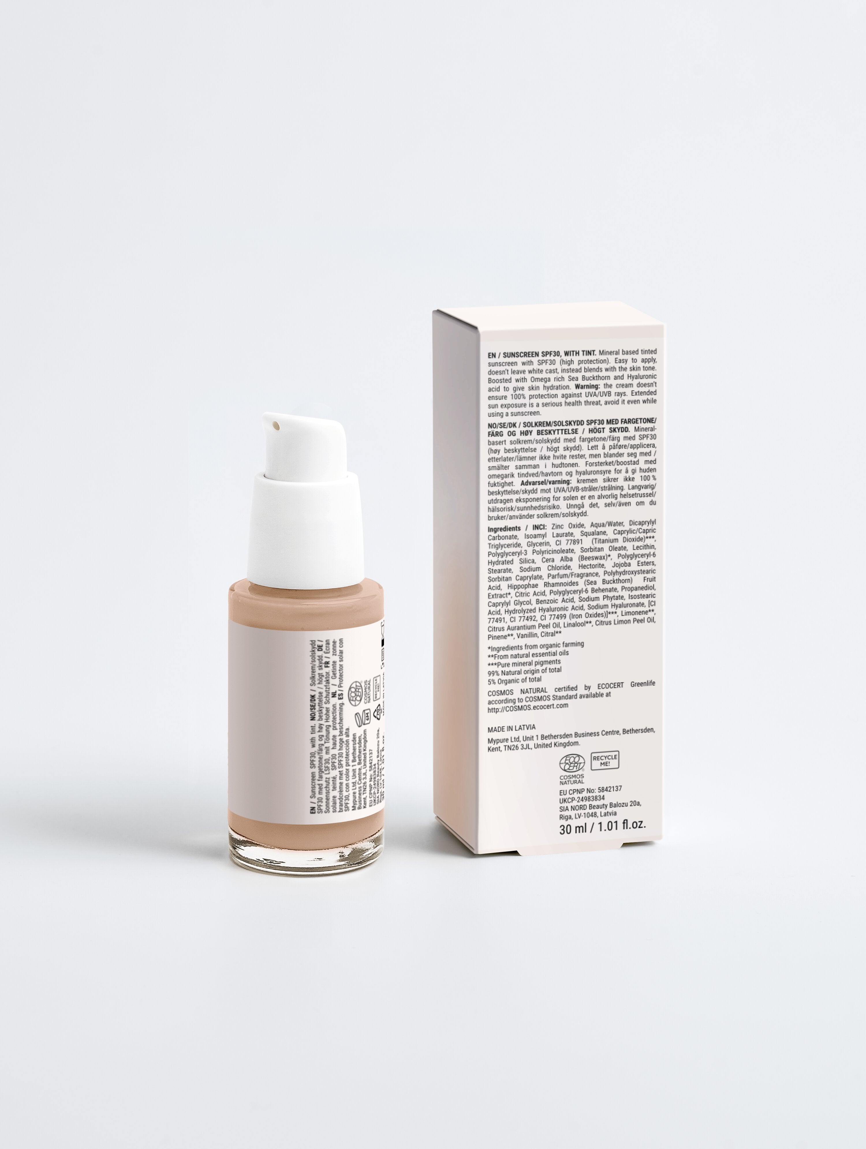 Sunscreen SPF30, with tint